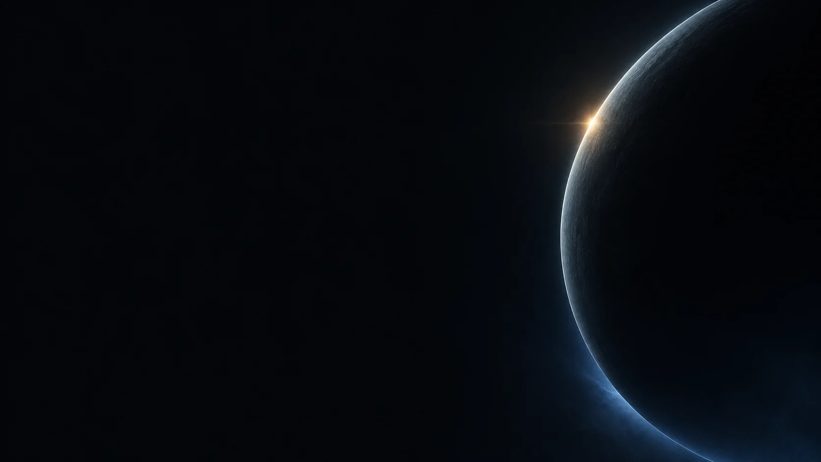 暗闇に夜明けを迎える惑星の輪郭